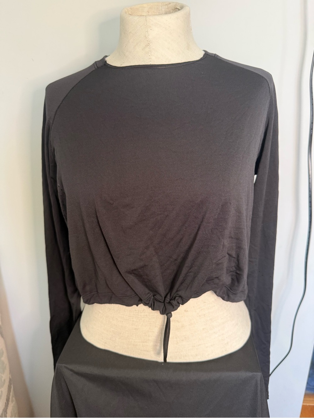 Gymshark Black Long Sleeve Drawstring Crop Top